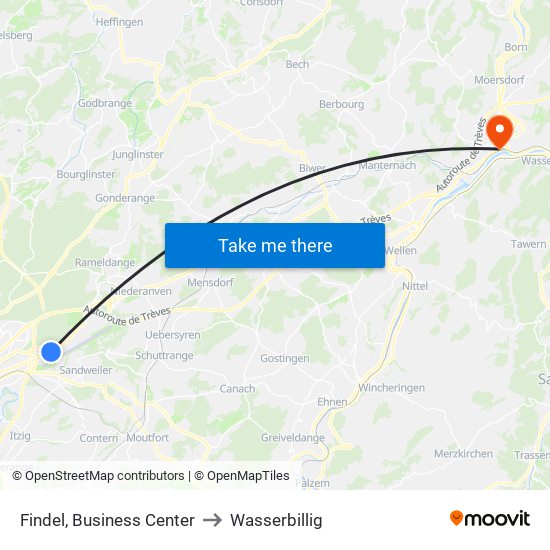 Findel, Business Center to Wasserbillig map