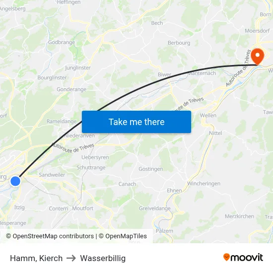 Hamm, Kierch to Wasserbillig map