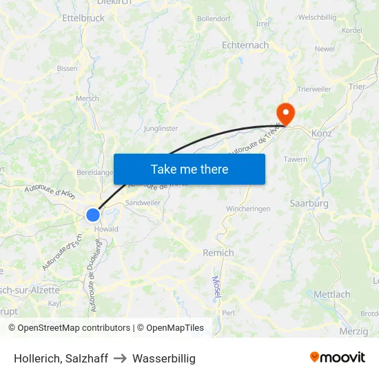Hollerich, Salzhaff to Wasserbillig map