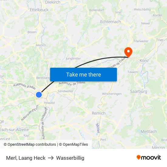 Merl, Laang Heck to Wasserbillig map