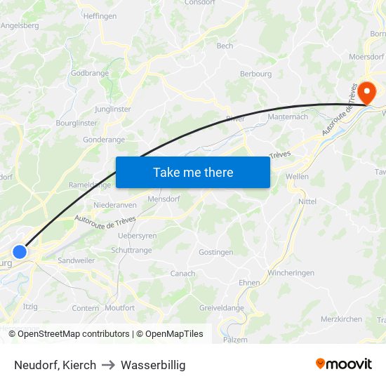 Neudorf, Kierch to Wasserbillig map