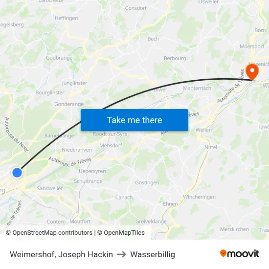 Weimershof, Joseph Hackin to Wasserbillig map
