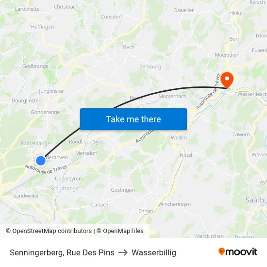 Senningerberg, Rue Des Pins to Wasserbillig map