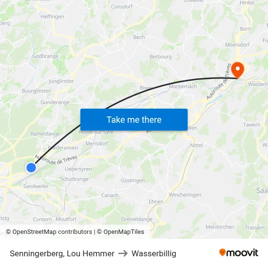 Senningerberg, Lou Hemmer to Wasserbillig map