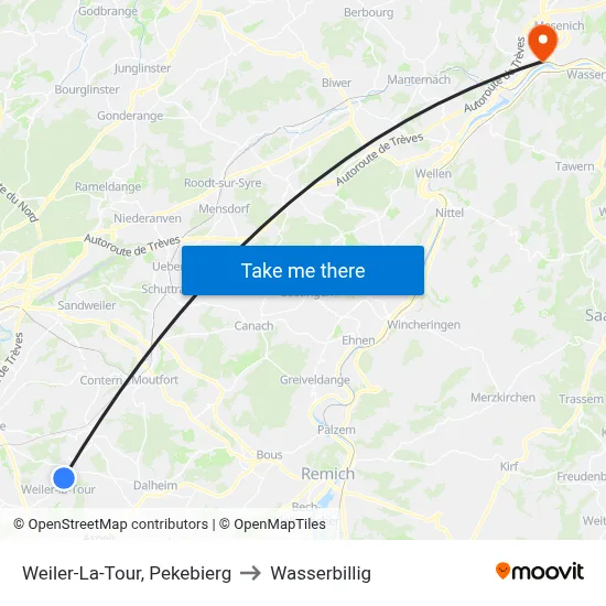 Weiler-La-Tour, Pekebierg to Wasserbillig map