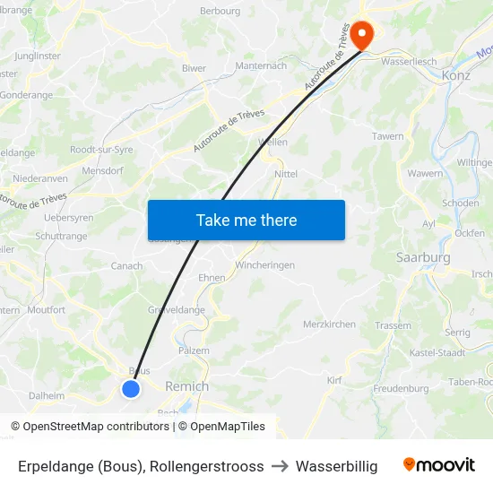 Erpeldange (Bous), Rollengerstrooss to Wasserbillig map