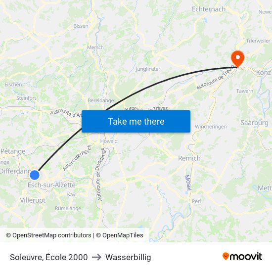 Soleuvre, École 2000 to Wasserbillig map