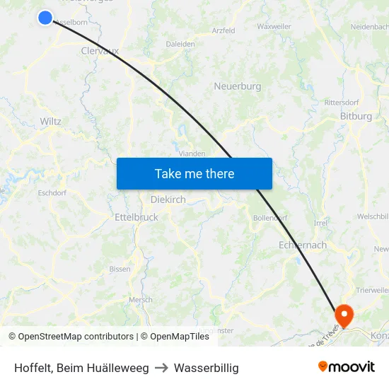 Hoffelt, Beim Huälleweeg to Wasserbillig map