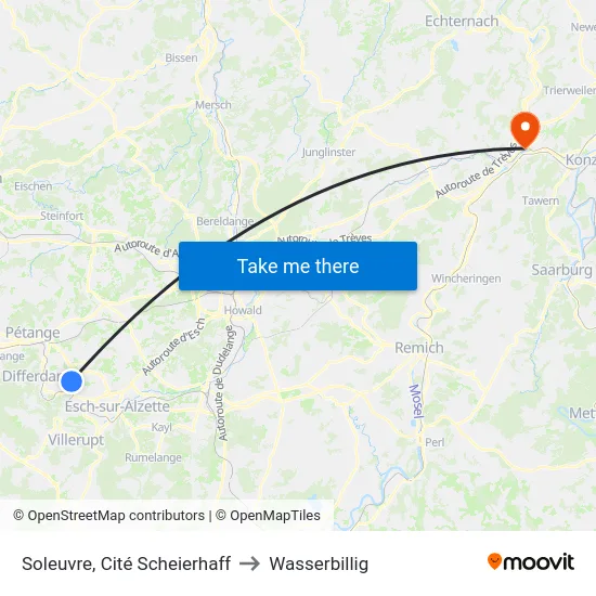 Soleuvre, Cité Scheierhaff to Wasserbillig map