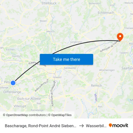 Bascharage, Rond-Point André Siebenbour to Wasserbillig map