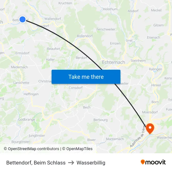 Bettendorf, Beim Schlass to Wasserbillig map