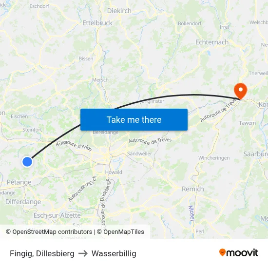 Fingig, Dillesbierg to Wasserbillig map