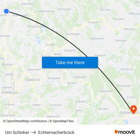 Um Schinker to Echternacherbrück map