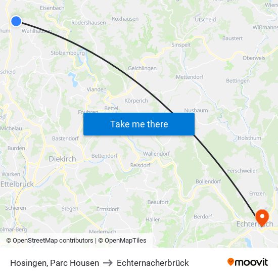 Hosingen, Parc Housen to Echternacherbrück map