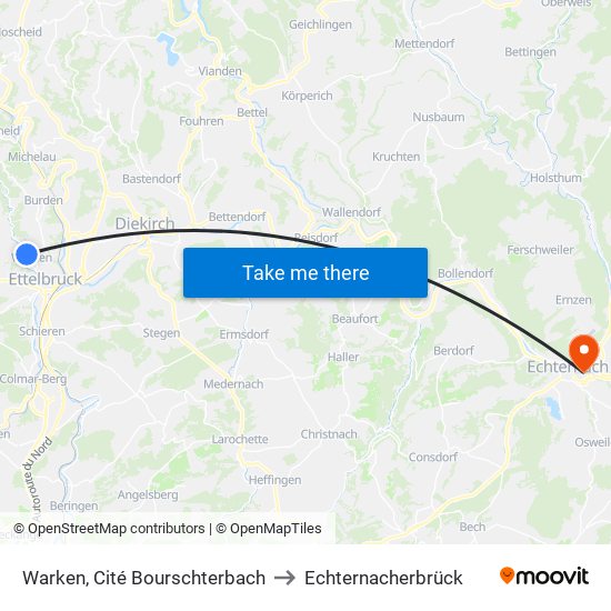 Warken, Cité Bourschterbach to Echternacherbrück map