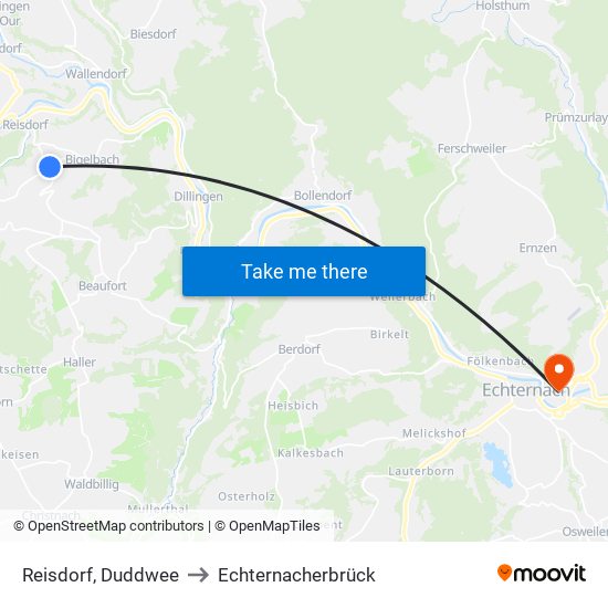 Reisdorf, Duddwee to Echternacherbrück map