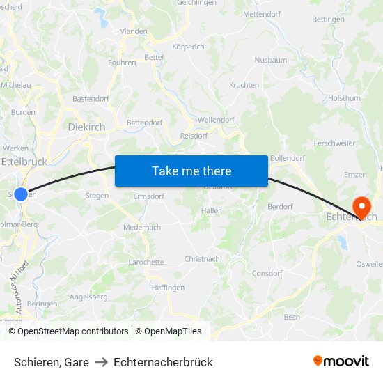 Schieren, Gare to Echternacherbrück map