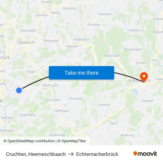 Cruchten, Heemeschbaach to Echternacherbrück map