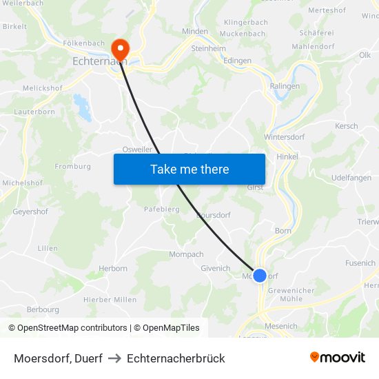 Moersdorf, Duerf to Echternacherbrück map