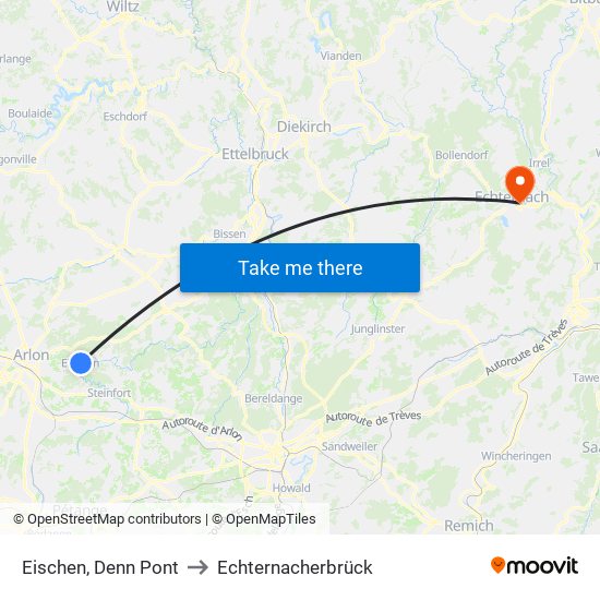 Eischen, Denn Pont to Echternacherbrück map