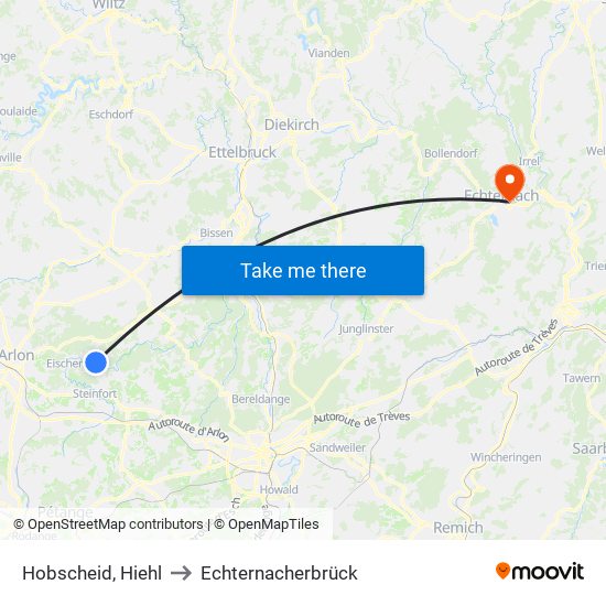 Hobscheid, Hiehl to Echternacherbrück map