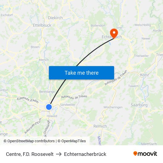 Centre, F.D. Roosevelt to Echternacherbrück map