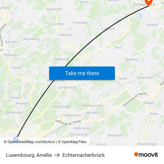 Luxembourg, Amélie to Echternacherbrück map