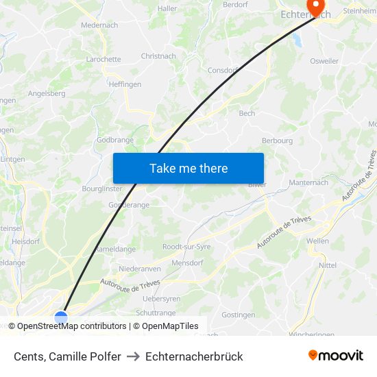 Cents, Camille Polfer to Echternacherbrück map