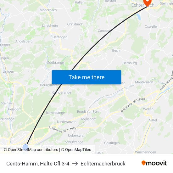 Cents-Hamm, Halte Cfl 3-4 to Echternacherbrück map