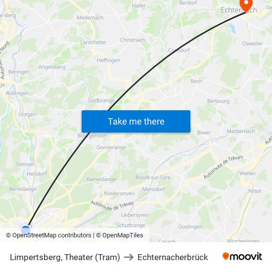 Limpertsberg, Theater (Tram) to Echternacherbrück map