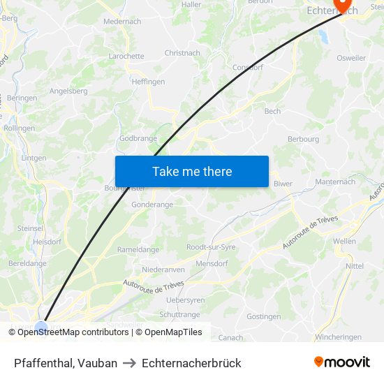 Pfaffenthal, Vauban to Echternacherbrück map