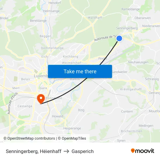 Senningerberg, Héienhaff to Gasperich map