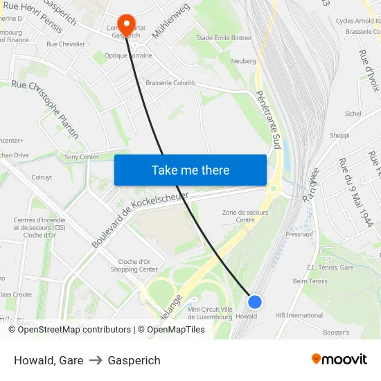 Howald, Gare to Gasperich map