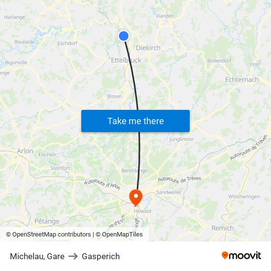 Michelau, Gare to Gasperich map