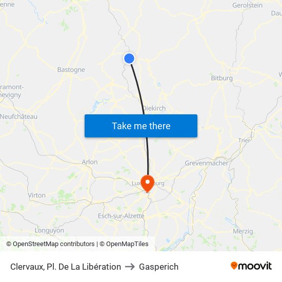 Clervaux, Pl. De La Libération to Gasperich map