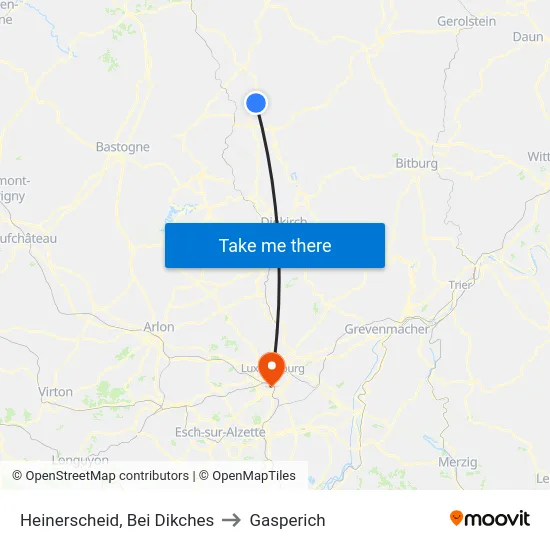 Heinerscheid, Bei Dikches to Gasperich map