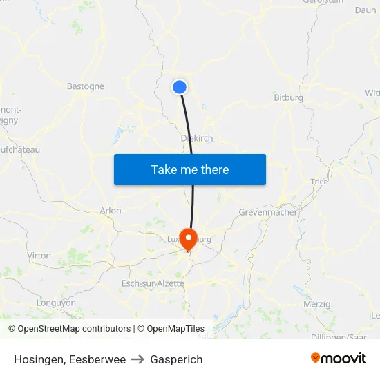 Hosingen, Eesberwee to Gasperich map
