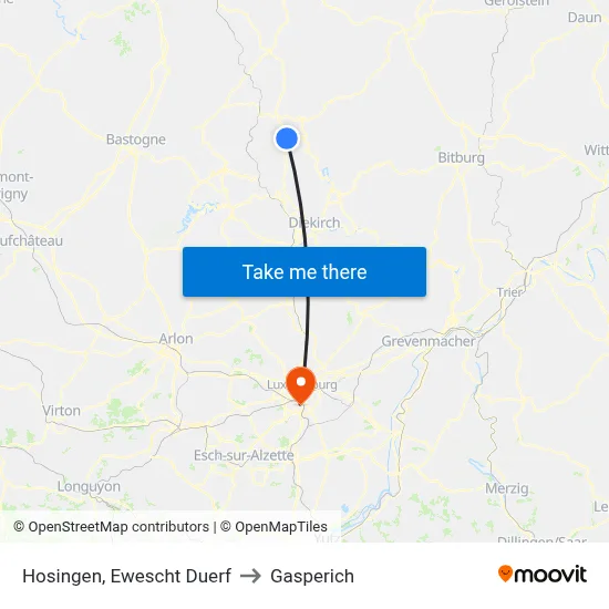 Hosingen, Ewescht Duerf to Gasperich map