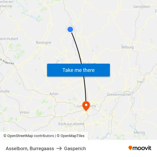 Asselborn, Burregaass to Gasperich map