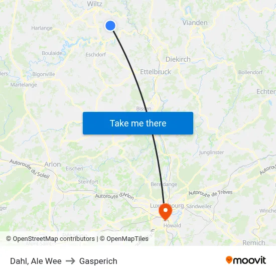 Dahl, Ale Wee to Gasperich map