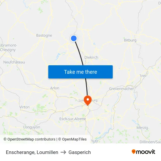 Enscherange, Loumillen to Gasperich map