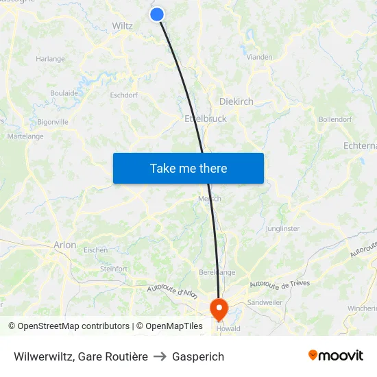 Wilwerwiltz, Gare Routière to Gasperich map