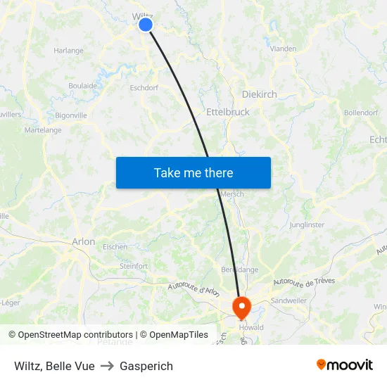 Wiltz, Belle Vue to Gasperich map
