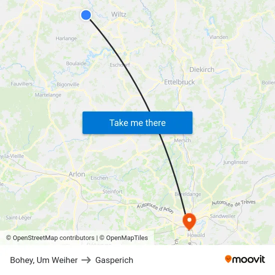 Bohey, Um Weiher to Gasperich map