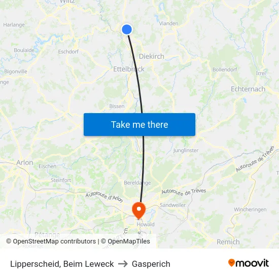 Lipperscheid, Beim Leweck to Gasperich map