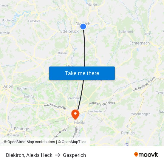 Diekirch, Alexis Heck to Gasperich map