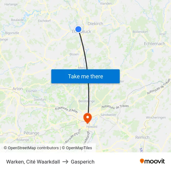 Warken, Cité Waarkdall to Gasperich map