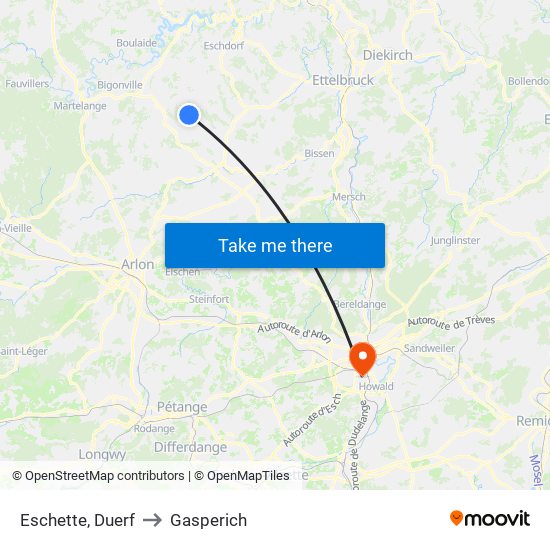 Eschette, Duerf to Gasperich map