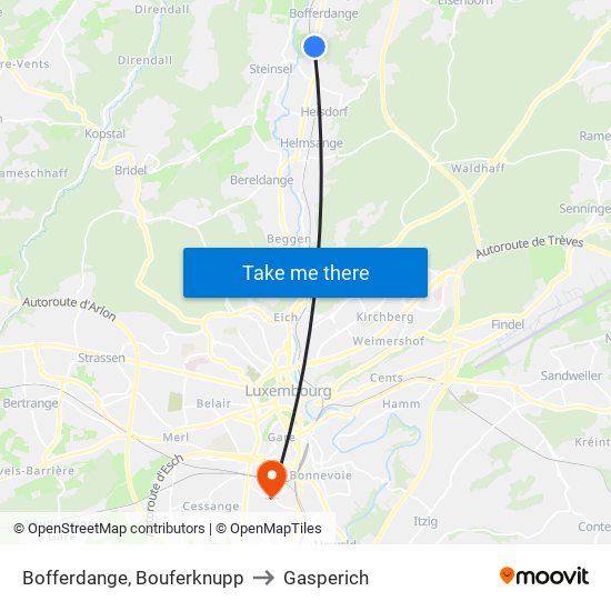 Bofferdange, Bouferknupp to Gasperich map