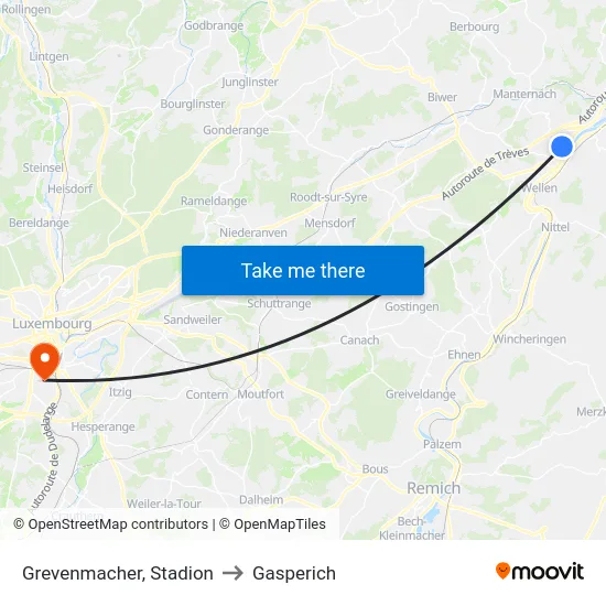 Grevenmacher, Stadion to Gasperich map